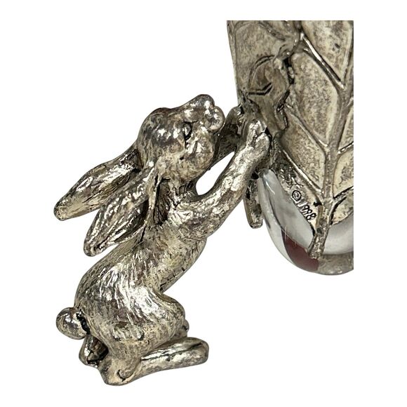 Vtg ARTHUR COURT Cone Glass Vase Aluminum Metal Bunny Rabbit Base Easter 12-232 - Picture 10 of 13